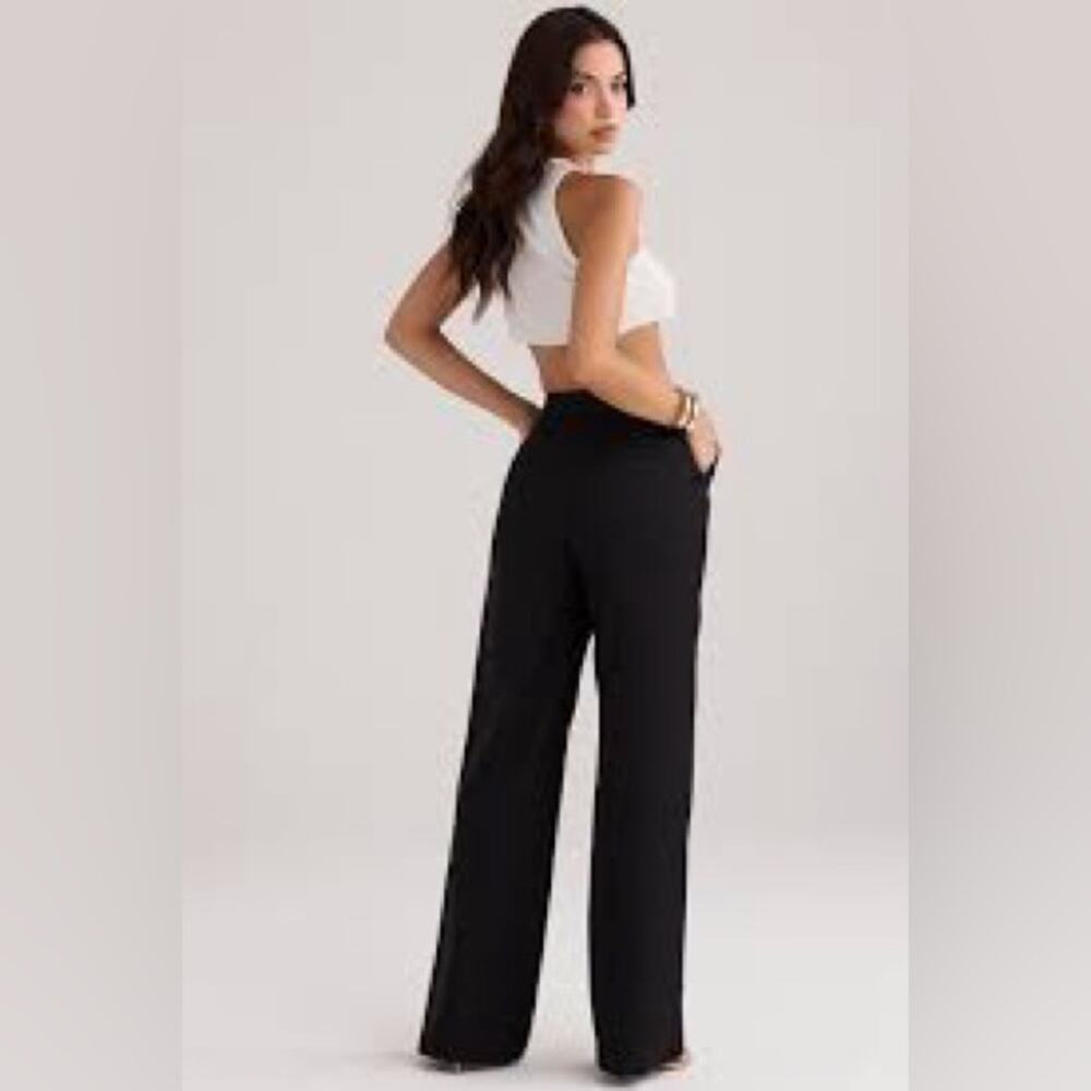 House of CB Alivia Black Loose Fit Wool Blend Trousers in L